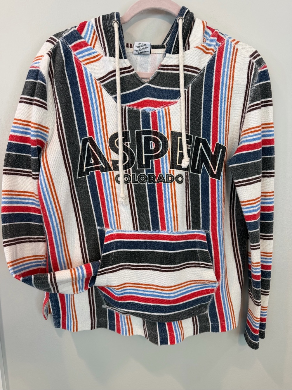 Aspen Colorado Woven Baja Hoodie - Multicolored Striped Poncho Sweatshirt